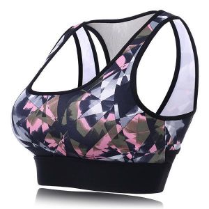 Luke classic online נשים Women Shockproof Wireless Sport Bra Geometric Printed Breathable Yoga Vest Underwear