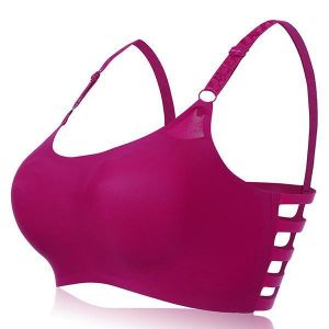 Ice Silk Seamless Strappy Back Adjusted Padded Sports Yoga Bra For Women