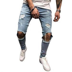 Luke classic online בגדי גברים Mens Denim Pants Holes Slim Fashion Mid Rise Jeans