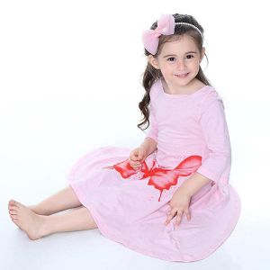 Kid Girls Butterfly Printed Long Sleeve Dress