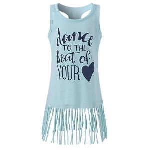 Baby Kid Girls Letters Heart Printed Tassel Sleeveless Tank Dress