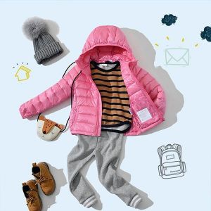Luke classic online בגדי ילדים Kids Light Weight Pure Color Long Sleeve Zipper Winter Hooded Down Jacket