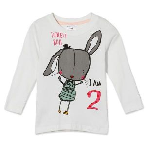 2015 New Little Maven Summer Baby Girl Children Rabbit White Cotton Long Sleeve T-shirt