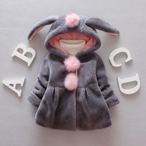 Kids Baby Girls Fleece Rabbit Hooded Coats