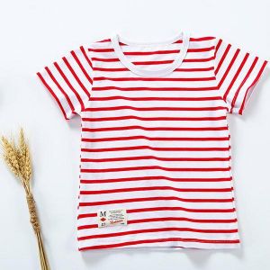 Summer Casual Stripe Short Sleeve Cotton T-shirts For Children