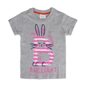 Luke classic online בגדי ילדים 2015 New Summer Baby Girl Children Rabbit Gley Cotton Short Sleeve T-shirt Tee
