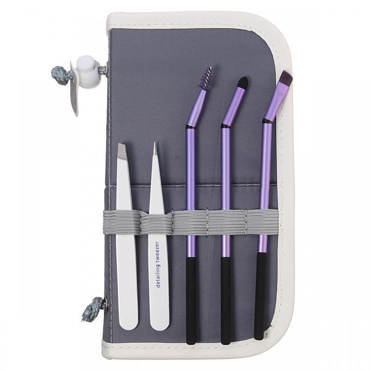 Luke classic online איפור 5pcs Eyebrow Grooming Tool Set Angled Tweezer Slanted Brow Spooile Definer Eye Makeup Brush Kit