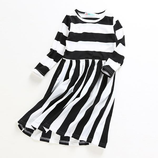 Luke classic online בגדי ילדים Kid Girls Casual Long Sleeve Striped Dress with Pocket