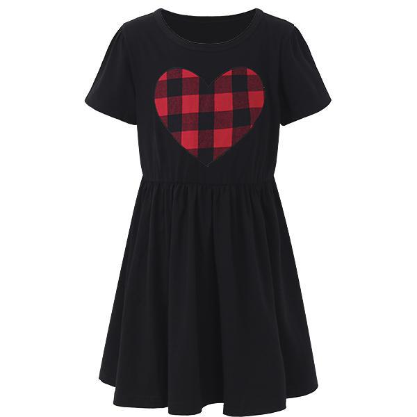 Luke classic online בגדי ילדים Sweet Kid Girls Love Heart Printed Long Sleeve Striped Dress