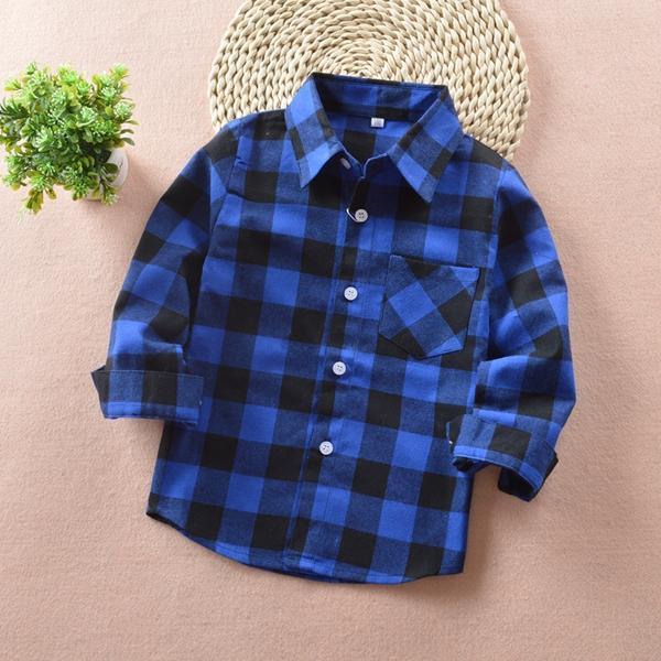 Luke classic online בגדי ילדים Kids Cotton Long Sleeve Button Down Plaid Shirts