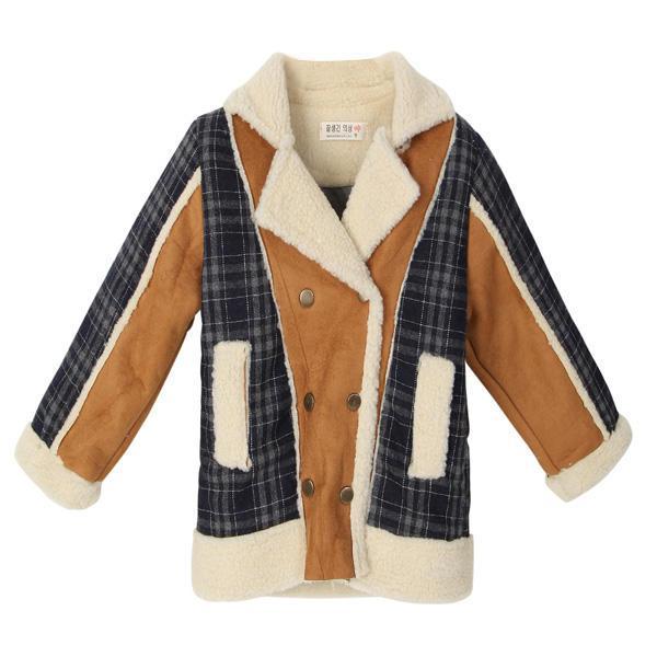 Luke classic online בגדי ילדים Baby Children Boys Fur Leather Plaid Jacket Double-Breasted Coat