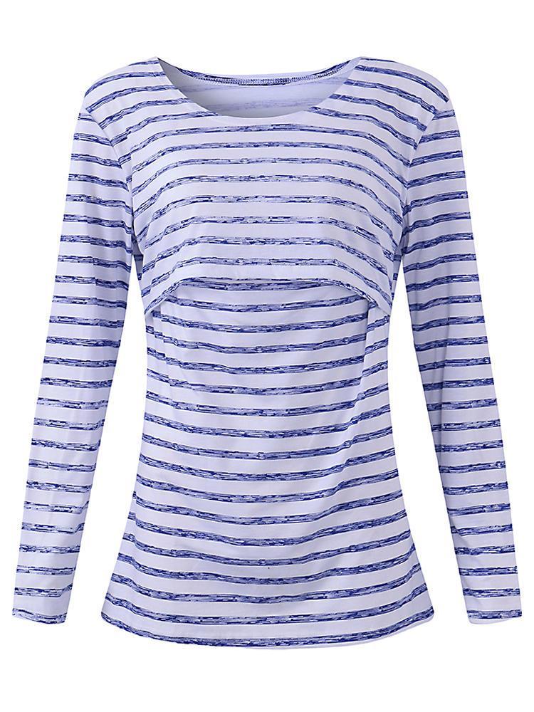 Luke classic online בגדי ילדים Striped Pattern Long Sleeve Nursing Tops Breast feeding Clothes Tees For Pregnant Women Maternity