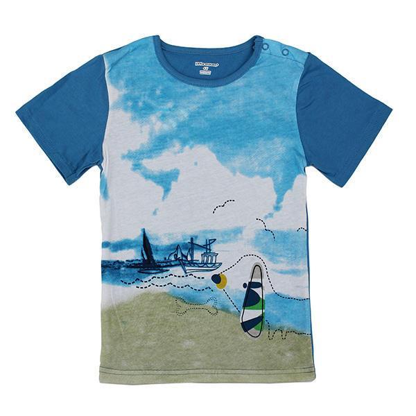 Luke classic online בגדי ילדים 2015 New Little Maven Blue Sky Sea Baby Children Boy Cotton Short Sleeve T-shirt Top