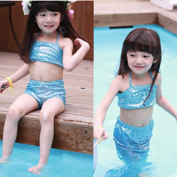 Luke classic online בגדי ילדים Girl Little Mermaid Tail Bikini Set Swimmable Swimming Princess Costume Swimsuit