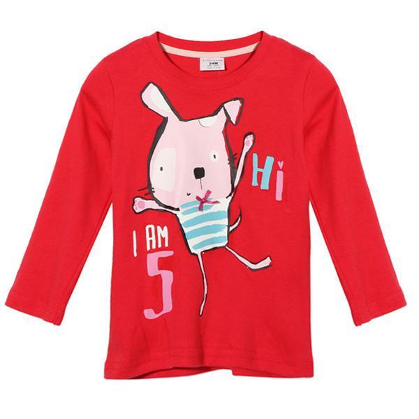 Luke classic online בגדי ילדים 2015 New Little Maven Summer Baby Girl Children Rabbit Red Cotton Long Sleeve T-shirt