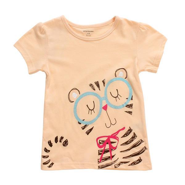Luke classic online בגדי ילדים 2015 New Little Maven Lovely Cat Baby Children Girl Cotton Short Sleeve T-shirt Top